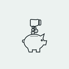 Piggy bank vector icon illustration sign
