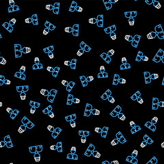 Line Baseball player icon isolated seamless pattern on black background. Vector