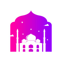 Islamic decoration of red and purple gradient mosque for Ramadan