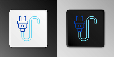 Line Electric plug icon isolated on grey background. Concept of connection and disconnection of the electricity. Colorful outline concept. Vector