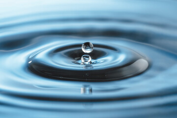 Drops of water falling on smooth wet surface.