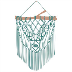 Green macrame panels on a white background. EPS 10.