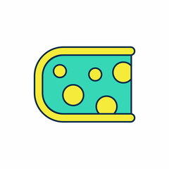 Filled outline Cheese icon isolated on white background. Vector