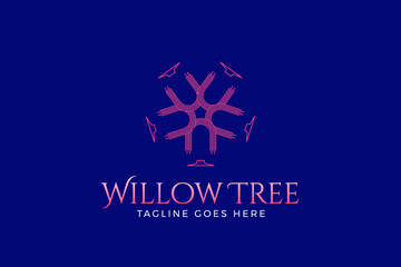 Simple Minimalist Willow Tree Logo Template for Your Business