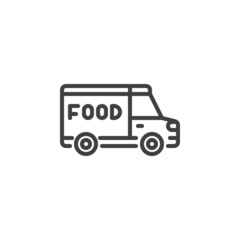 Fototapeta na wymiar Food delivery truck line icon