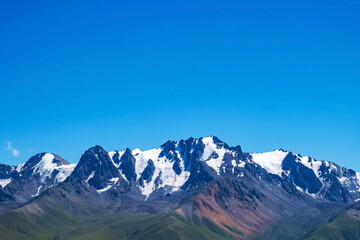Dzungarian Alatau mountain range. Tourism, travel, hiking in Kazakhstan concept.