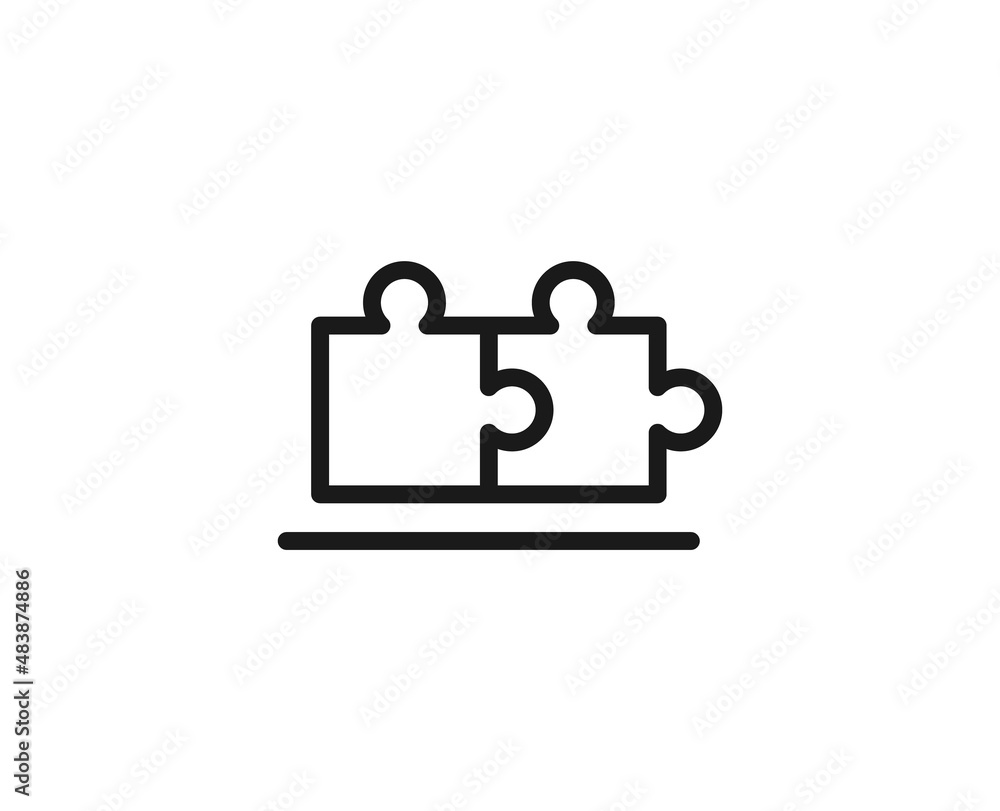 Poster line puzzle icon isolated on white background. outline symbol for website design, mobile application