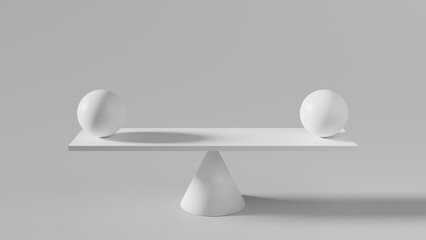 Two white spheres in balance.