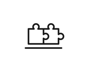 Obraz premium Line puzzle icon isolated on white background. Outline symbol for website design, mobile application, ui. Puzzle pictogram. Vector illustration, editorial stroсk.
