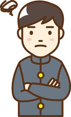Simple illustration of a male student in trouble