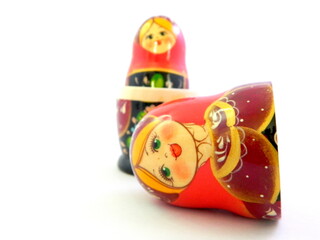 Open Russian nesting doll on white background