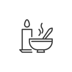 Food bowl and candle line icon