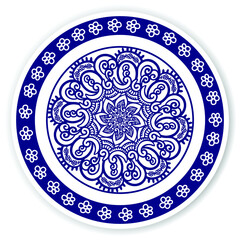 Porcelain plate vector , ornamental round ornament