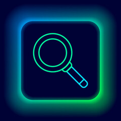 Glowing neon line Frying pan icon isolated on black background. Fry or roast food symbol. Colorful outline concept. Vector