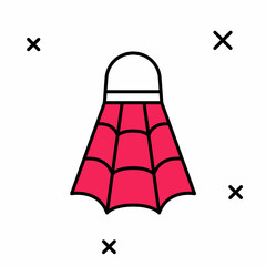 Filled outline Badminton shuttlecock icon isolated on white background. Sport equipment. Vector