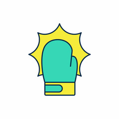 Filled outline Punch in boxing gloves icon isolated on white background. Boxing gloves hitting together with explosive. Vector