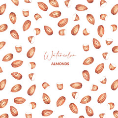 Backdrop with watercolor almonds