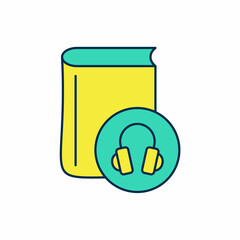 Filled outline Audio book icon isolated on white background. Book with headphones. Audio guide sign. Online learning concept. Vector