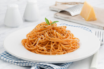 pasta with tomato sauce on a plate