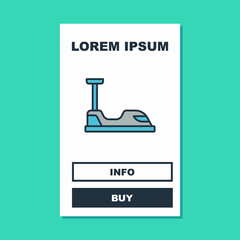 Filled outline Bumper car icon isolated on turquoise background. Amusement park. Childrens entertainment playground, recreation park. Vector