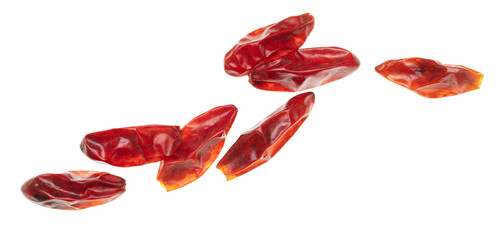 Red chili peppers on a white background.