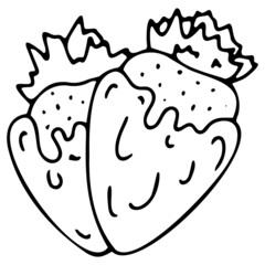 Chocolate-covered strawberry doodle for Valentine's Day, Mother's Day, Wedding, love and romantic Hand Heart events.