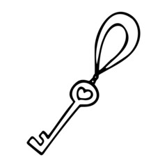 Doodle vector heart key for Valentine's Day, Mother's Day, wedding, love and romantic hand heart events.