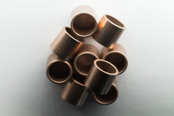 Set of sleeve bronze bearings with soft shadow