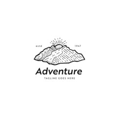Mountain adventure outdoor hand drawing logo icon