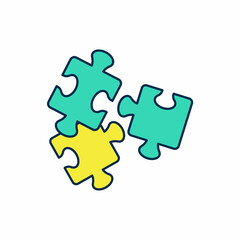 Filled outline Puzzle pieces toy icon isolated on white background. Vector