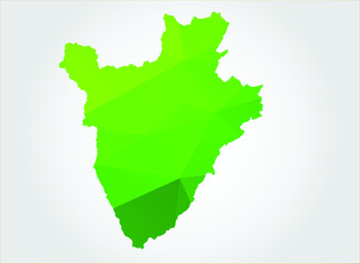 Burundi Map Green Color on white background polygonal	