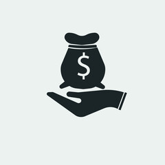 Open palm money vector icon illustration sign