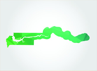 Fototapeta na wymiar Gambia Map Green Color on white background polygonal