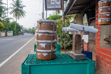 Sri-lanka fresh curd in clay pot