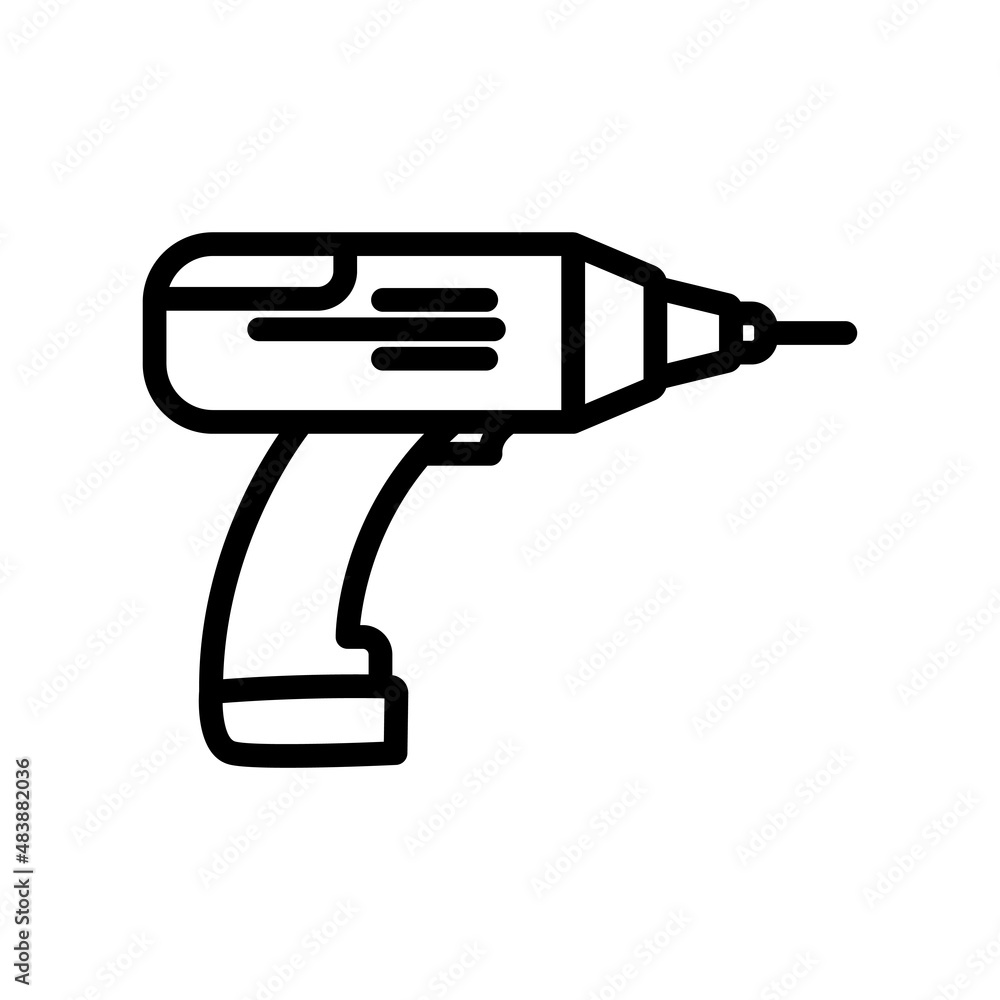 Poster hand drill machine line icon. simple design editable. design template vector
