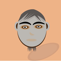 vector face character with light gray skin