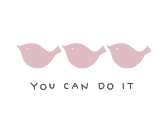 北欧風のかわいい鳥／手描きイラスト素材