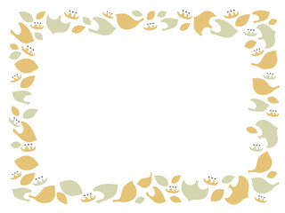 北欧風のかわいい黄い鳥／手描きイラスト素材