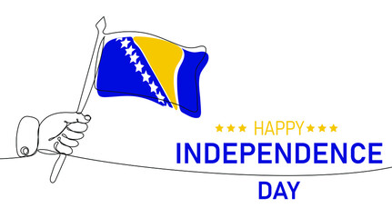 Bosnia and Herzegovina independence day template in minimalist line art style. Suitable for greeting card, poster and banner. Vector illustration