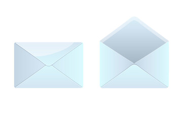 Isolated envelopes open and closed for graphic design.