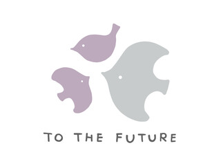 北欧風のかわいい鳥／手描きイラスト素材