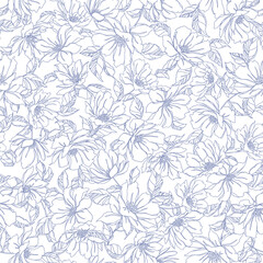 Seamless and beautiful flower illustration pattern,