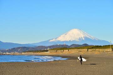 茅ヶ崎海岸西浜から眺める富士山
