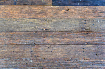 Naklejka premium Old brown rustic wood wall paneling. hardwood floor texture. wooden timber background.