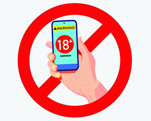 18 plus sign and symbol for adult only content prohibition