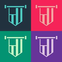 Pop art American flag icon isolated on color background. Flag of USA. United States of America. Vector