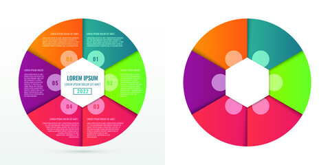 Infographic circle Vector for 6 options, Can be used for presentation graph, infomation, report, Conference Topics, 6 Step options