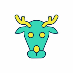 Filled outline Reindeer icon isolated on white background. Merry Christmas and Happy New Year. Vector