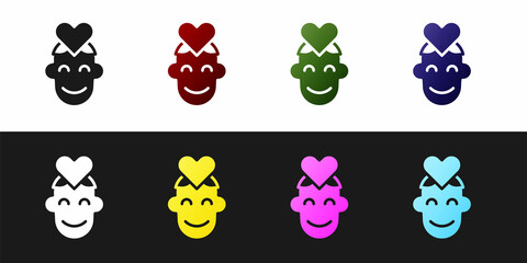 Set Volunteer icon isolated on black and white background. Vector