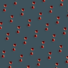 Colorful fruit pattern of fresh red apples on grey background. Top view. Flat lay. Pop art design, creative summer concept